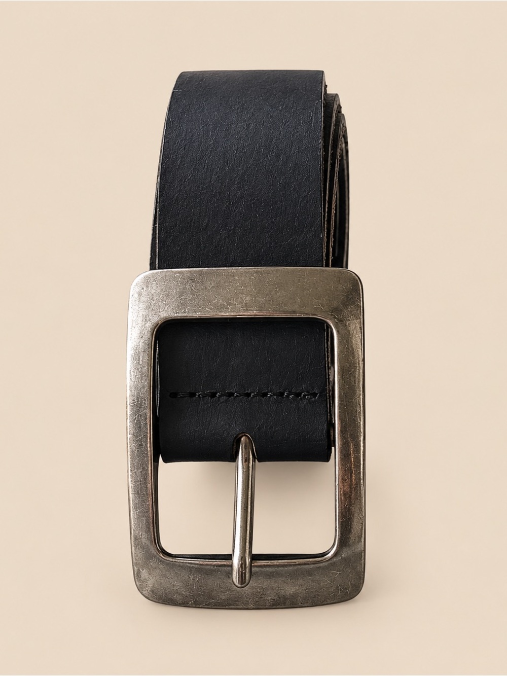 Minimalist Vintage Black Leather Belt 40”